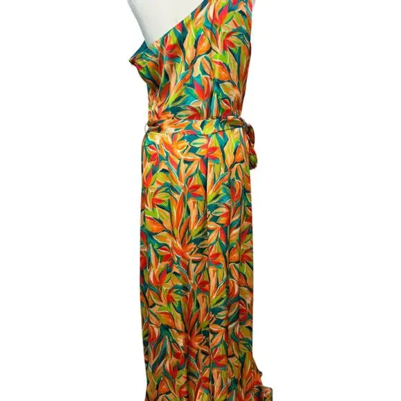 Nicole Miller One Shoulder Tropical Maxi Dress Women's 10 Resort Vacation Cruise - Picture 2 of 16
